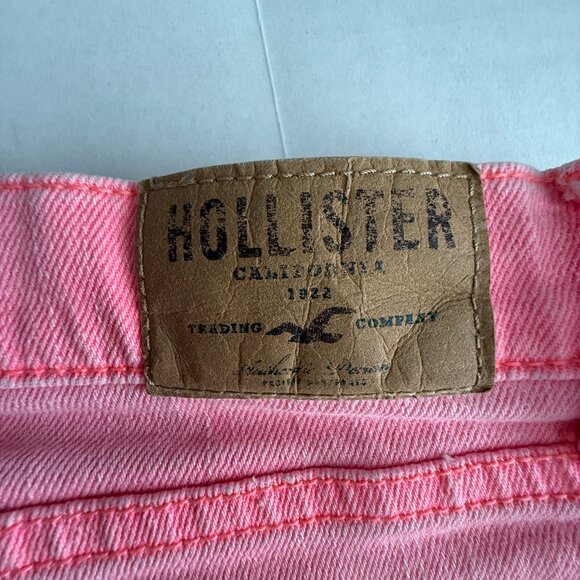Hollister Wmn’s Neon Pink Micro Mini Denim Shorts Distressed Hem Jean | Sz 29x9 - Picture 10 of 17